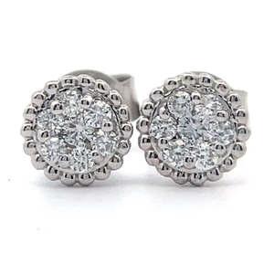 0.25 Carat Diamond Round Sunflower Cluster Stud Earrings