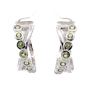 Bezel Peridot Crossover X Hoop Earrings