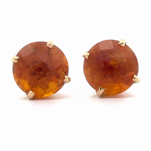 Round Citrine Solitaire Stud Earrings