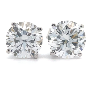 3.00 Carat Diamond Round Brilliant Cut Stud Earrings in 14k White Gold $5,655 Retail