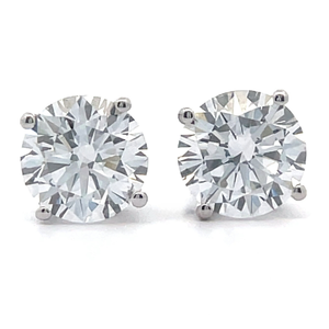 2 Carat Diamond Round Brilliant Cut Solitaire Stud Earrings in 14k White Gold $3,040 Retail