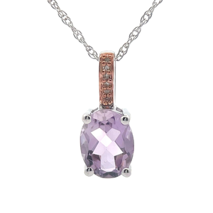 Oval Amethyst &amp Diamond Pendant Necklace
