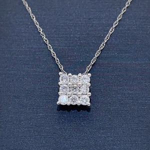 0.33 Carat Diamond Square Pendant Necklace in White Gold