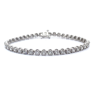 3 Carat Diamond Round Miracle Link Tennis Bracelet in White Gold $8,499 Retail