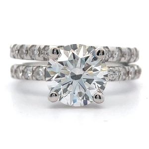 3.55 Carat Diamond Engagement Ring & Wedding Band 2-Piece Bridal Set in 14k White Gold $8,999 Retail