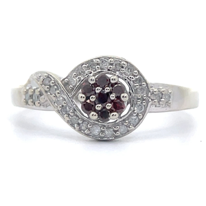 Garnet & Diamond Infinity Ring in White Gold $1,670 Retail
