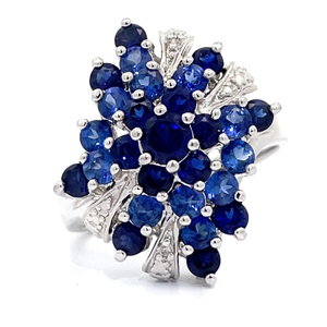 Spinel & Blue Topaz Cluster Corsage Bloom Ring