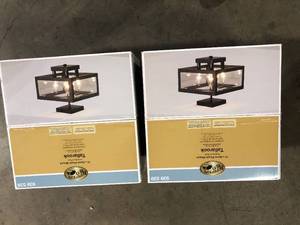 Lot of 2 Hampton Bay Tallarook 11 in. 4-Light Oxide Brass Semi Flush Mount Ceiling Light Customer Returns See Pictures