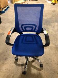 MAYKOOSH Blue Height Adjustable Executive Office Mesh Mid-Back Swivel Chair with Armrest, Lumbar Support Customer Returns See Pictures