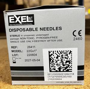 lot 21 image: Exel Disposable 22G x 1in Needles