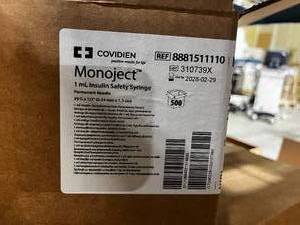 lot 55 image: Covidien Monoject 1mL Insulin Safety Syringe (8881511110)