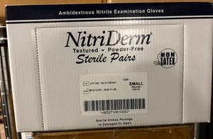 lot 80 image: NitriDerm Sterile Examination Gloves, Size Small Lot of 1