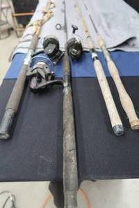 lot 92 image: VINTAGE FISHING RODS AND REELS