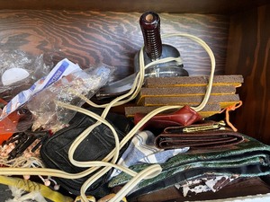 Scale, metal curlers, hair dryer