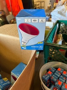 Box of red light bulbs