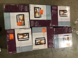 Lot of Home Decorators Collection Walden Forge 2-Light Black Frame Flush Mount Ceiling Light with Antique Brass Sockets Customer Returns See Pictures