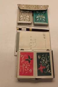 lot 60 image: Lot of 2 sets of Vintage Playing Cards, notepad and pen in Original Boxes