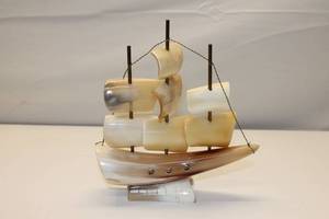 lot 61 image: Hand-crafted Horn Model Sailing Vessel