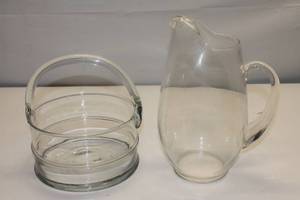 lot 140 image: Glass Basket and Pitcher