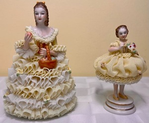 lot 107 image: Vintage MZ Irish Dresden Lace Porcelain Jessica Sunshine Collection and Delicious Sunshine Collection Figurines