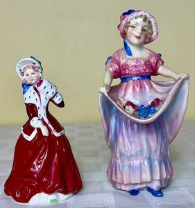 lot 42 image: Royal Doulton Lucy Ann HN 1508 and Christmas Morn HN 3212 Figurines