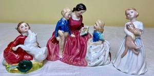 lot 48 image: Royal Doulton Bedtime Story HN 2059, My First Pet HN 3122, and Home Again HN 2167 Porcelain Figurines