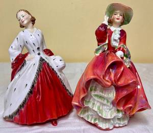 lot 46 image: Royal Doulton The Ermine Coat HN 1981 and  Top of the Hill HN 1834 Porcelain Figurines