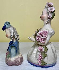 lot 95 image: Vintage Cordey Porcelain Figurine #5054 Woman with Roses and #5007 Victorian Lady Bust