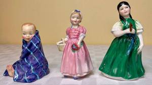 lot 50 image: Royal Doulton This Little Pig HN 1494, Tinkle Bell HN 1677 and Francine HN 2422 Porcelain Figurines