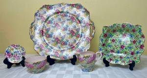 lot 37 image: Lot of English China - Shelley England, Wright Tyndale Spring, Rosina Dish and Allyn Nelson Butter Pat Plate