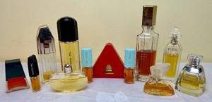 lot 156 image: Vintage Perfume Lot - Longing, Liz Claiborne, Perry Ellis, Incognito, Red, Ysatis, Vera Wang, Knowing JE Revines and More