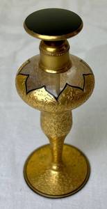 lot 194 image: Vintage DeVilbiss Acid Cut Gold and Black Perfume Bottle from the 1920s