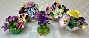 lot 176 image: Vintage Crown, Royal Staffordshire Floral Porcelain Flowers Bouquets - 5 Pieces