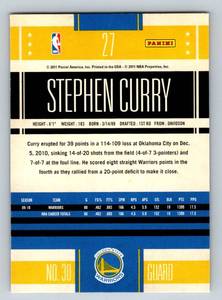 lot 31A image: Steph Curry 2nd Year 2010-11 Classics #27 Basketball Card