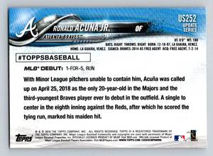 lot 79A image: Ronald Acuna Jr. RC 2018 Topps Update #US252 Rookie Debut Baseball Card