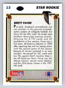 lot 22B image: Brett Favre RC 1991 Upper Deck Star Rookie #13 Football Card