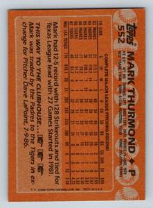 lot 23B image: Kirby Puckett Error Card (Wrong Back of Mark Thurmond) 1988 Topps #552 Minnesota Twins Baseball