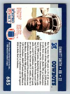lot 24B image: Emmitt Smith RC 1990 Pro Set #685 Rookie Football Card