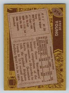 lot 17D image: Steve Young RC 1986 Topps #374 Rookie Vintage Football Card