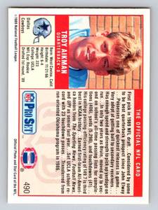 lot 18D image: Troy Aikman RC 1989 Pro Set #490 Rookie Football Card