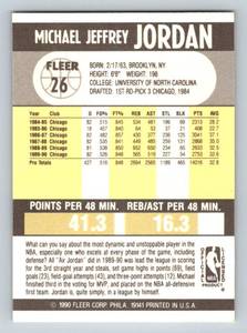 lot 22D image: Michael Jordan 1990 Fleer #26 Basketball Card