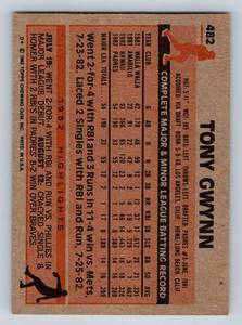 lot 23D image: Tony Gwynn RC 1983 Topps #482 Rookie Vintage Baseball Card