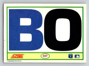 lot 5E image: Bo Jackson Iconic Shoulder Pads Baseball Card 1990 Score #697
