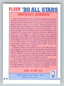 lot 10F image: Michael Jordan 1990 Fleer All-Stars #5 Basketball Card