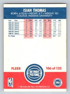 lot 15F image: Isiah Thomas 1987 Fleer #106 Vintage Basketball Card