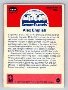 lot 16F image: Alex English 1986 Fleer Sticker #4 Vintage Basketball Card