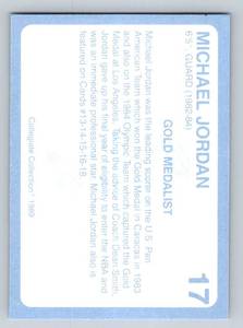 lot 17F image: Michael Jordan 1989 Collegiate Collection #17 University of North Carolina Basketball Card