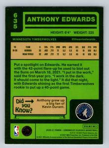 lot 17J image: Anthony Edwards RC 2020-21 Chronicles Classics #635 Rookie Minnesota Timberwolves Basketball Card