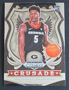 lot 8A image: Anthony Edwards RC 2020 Prizm Draft Picks Crusade #81 Rookie Minnesota Timberwolves Basketball Card