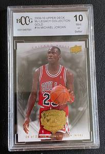lot 13A image: Michael Jordan BCCG 10 Mint 2009-10 Upper Deck MJ Legacy Collestion Gold #14 Basketball Card